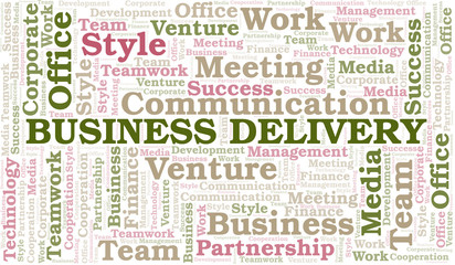 Business Delivery word cloud. Collage made with text only.