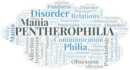 Obraz premium Pentherophilia word cloud. Type of Philia.