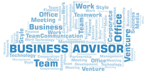 Fototapeta premium Business Advisor word cloud. Collage made with text only.