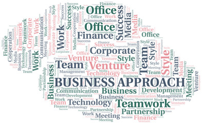 Business Approach word cloud. Collage made with text only.