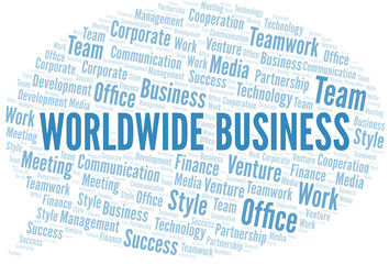 Worldwide Business word cloud. Collage made with text only.