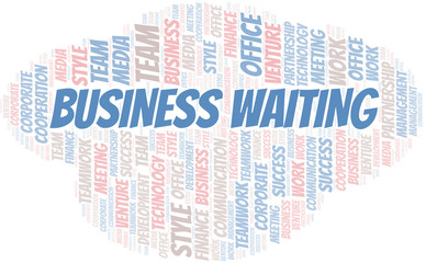 Fototapeta premium Business Waiting word cloud. Collage made with text only.