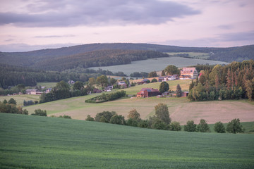 Blick auf Erlbach/Vogtland zur Abendstunde