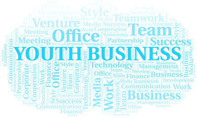 Fototapeta premium Youth Business word cloud. Collage made with text only.