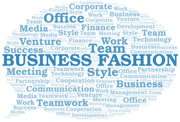 Business Fashion word cloud. Collage made with text only.