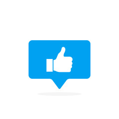 Thumbs up icon in rounded square pin. Modern flat style vector illustration