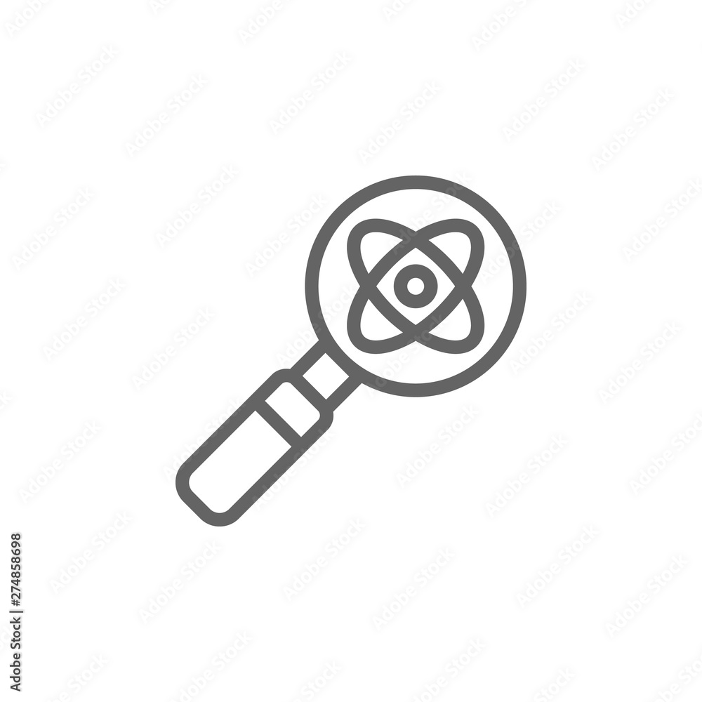 Poster research, atom icon. element of bio engineering illustration. thin line icon for website design and 