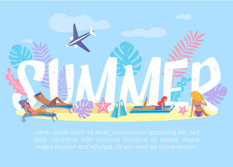 Summertime exotic vacation and traveling banner