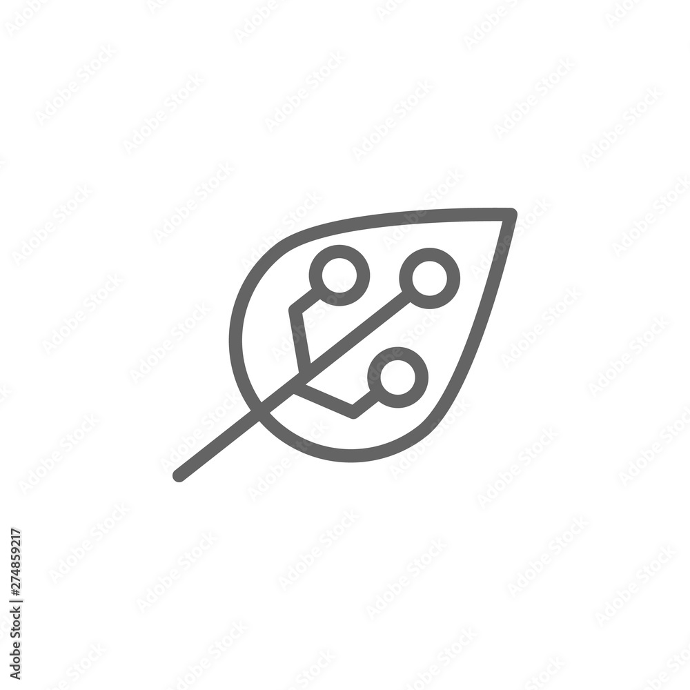 Aufkleber leaf, chip icon. element of bio engineering illustration. thin line icon for website design and deve
