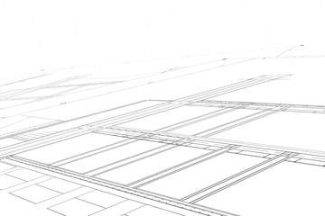 Part plan of architectural project on the white background