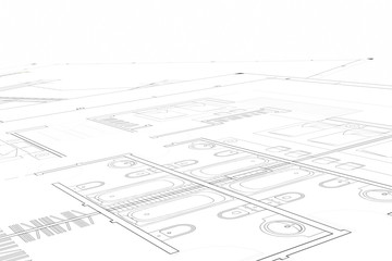 Part plan of architectural project on the white background