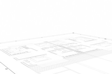 Part plan of architectural project on the white background