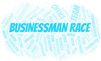 Fototapeta premium Businessman Race word cloud. Collage made with text only.