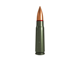 cartridge 7.62x39 mm, Russian and Soviet army, isolated. 3d rendering