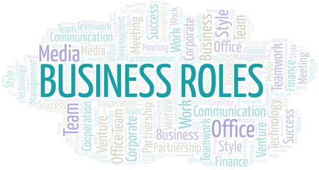 Obraz premium Business Roles word cloud. Collage made with text only.