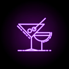 Cocktail drinks dusk style neon icon. Elements of birthday set. Simple icon for websites, web design, mobile app, info graphics