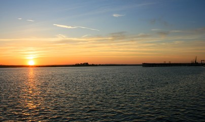 sunset at river Odiel Huelva Spain