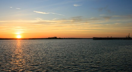 Sunset in the sea Huelva Spain