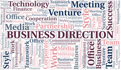 Obraz premium Business Direction word cloud. Collage made with text only.