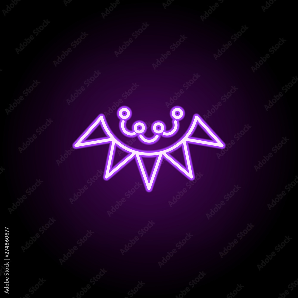 Poster flags onrope dusk style neon icon. elements of birthday set. simple icon for websites, web design, m