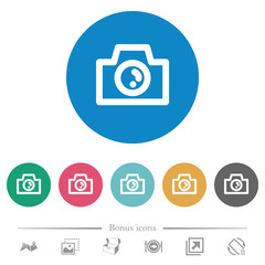 Camera flat round icons