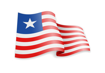 Liberia flag in the wind. Flag on white vector illustration