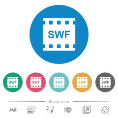 SWF movie format flat round icons