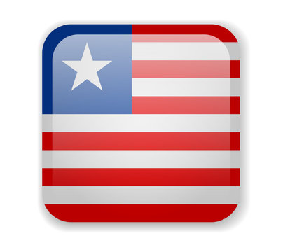 Liberia flag bright square icon on a white background