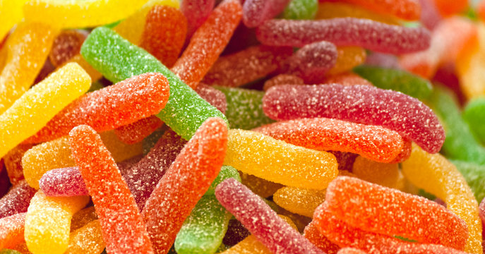 Gomas de colores confitadas en colores variados