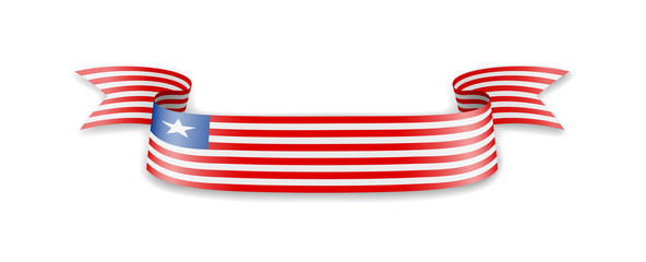 Liberia flag in the form of wave ribbon.