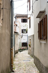Fototapeta na wymiar narrow street in Moscenicka Draga, Croatia