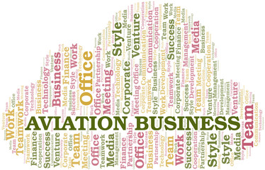 Obraz premium Aviation Business word cloud. Collage made with text only.