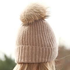 Close shot of cold weather winter handmade knitting clothes