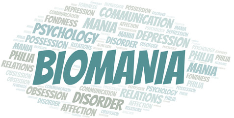 Obraz premium Biomania word cloud. Type of mania, made with text only.