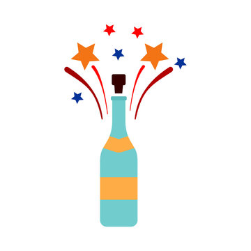 festive champagne flat icon. vector illustration logo. isolated on white background