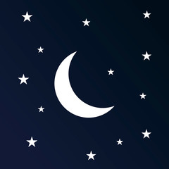 Obraz na płótnie Canvas moon and stars flat icon. vector illustration logo. isolated on white background