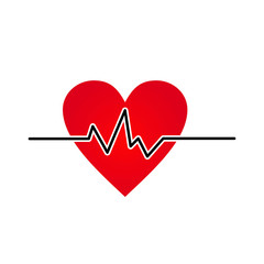heart with cardiogram flat icon. vector illustration logo. isolated on white background