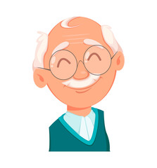Face expression of grandfather, cheerful