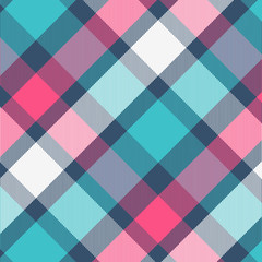 Tartan Pattern in magenta and Cyan . Texture for plaid, tablecloths, clothes, shirts, dresses, paper, bedding, blankets, quilts and other textile products. Vector illustration EPS 10