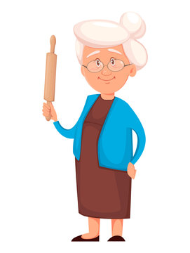 Grandmother Holding Rolling Pin