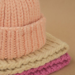 Close shot of cold weather winter handmade knitting clothes