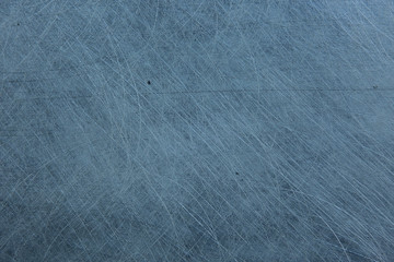 metal scratches blue background abstract / empty blank frame scratches on metal