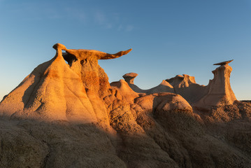 The Wings rock formation at sunrise, Bisti/De-Na-Zin Wilderness Area, New Mexico, USA - obrazy, fototapety, plakaty