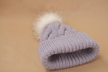 Close shot of cold weather winter handmade knitting clothes