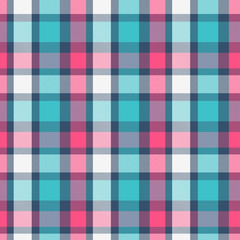 Tartan Pattern in magenta and Cyan . Texture for plaid, tablecloths, clothes, shirts, dresses, paper, bedding, blankets, quilts and other textile products. Vector illustration EPS 10