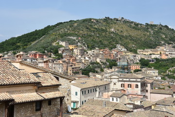 Fototapeta na wymiar View of the town of Arpino, in central Italy