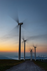 Wind turbines farm, Oiz mountain, Basque Country, Spain