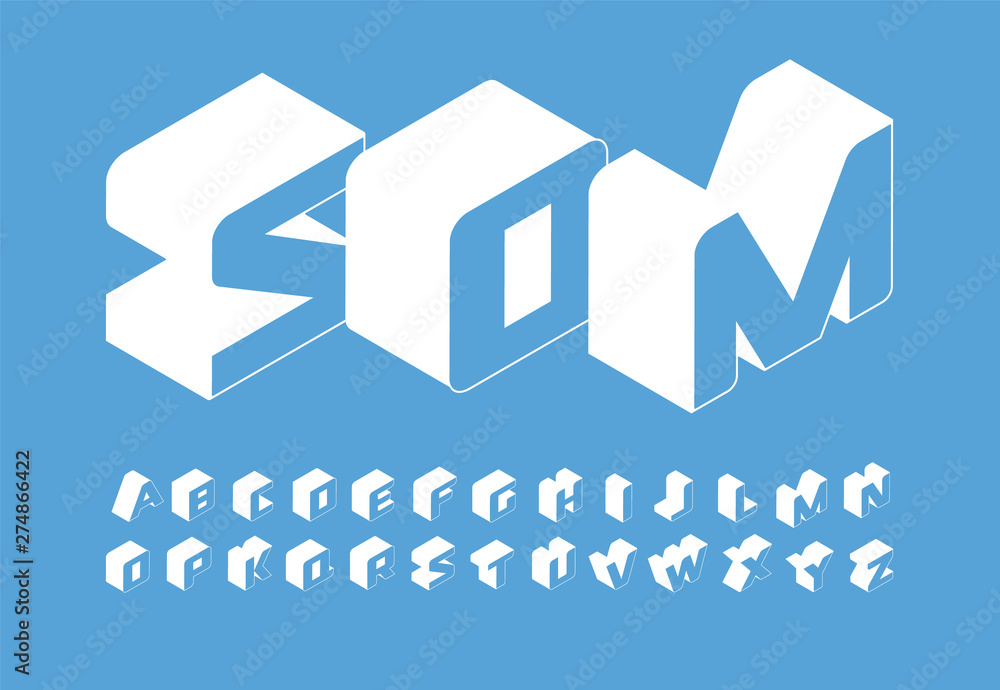 Poster isometry letters set. 3d isometric simple style vector latin alphabet. font for infographic, web, ba