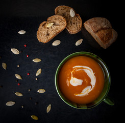 Pumpkin soup. Healthy lunch