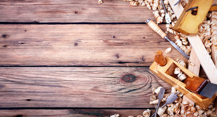 A set of old hand tools for wood processing